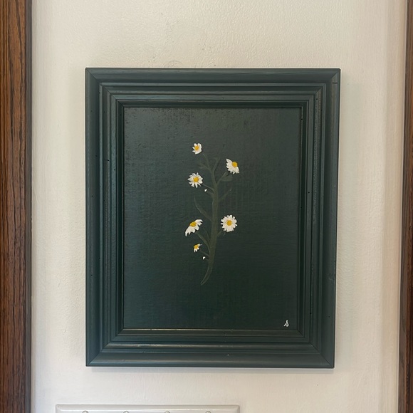 Original acrylic flower painting on vintage frame One of a kind - Picture 1 of 4